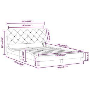 Bettgestell mit LED Blau 140x200 cm Samt