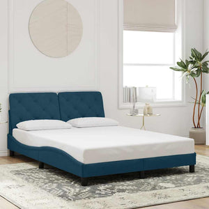 Bettgestell mit LED Blau 140x200 cm Samt