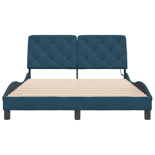 Bettgestell mit LED Blau 140x200 cm Samt