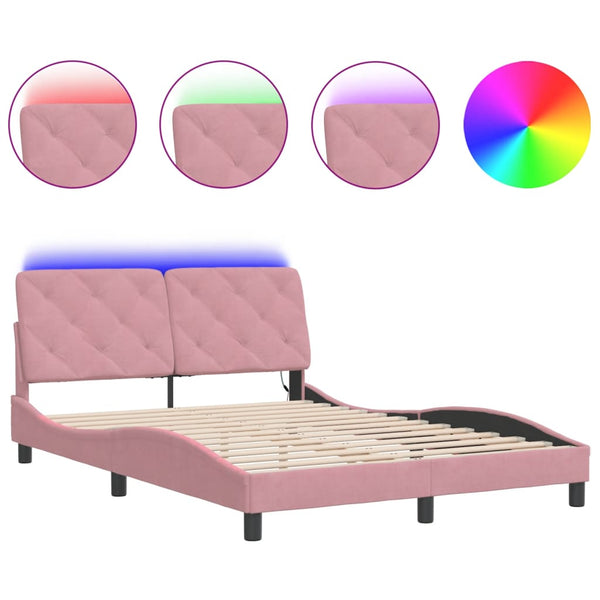 Bettgestell Rosa Samt LED 140x200 cm
