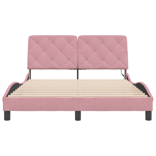 Bettgestell Rosa Samt LED 140x200 cm