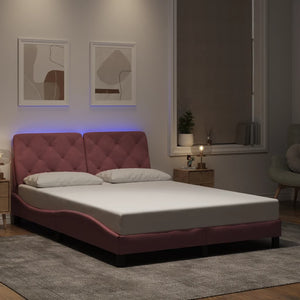 Bettgestell Rosa Samt LED 140x200 cm