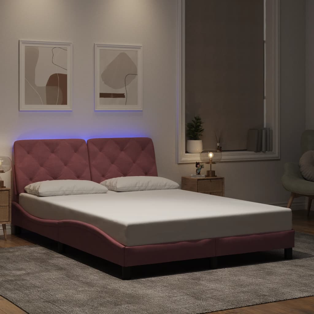 Bettgestell Rosa Samt LED 140x200 cm