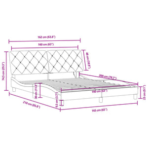 LED Bettgestell Dunkelgrau Samt 160x200 cm