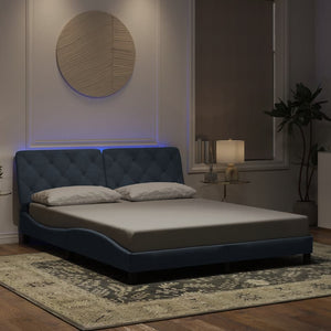 LED Bettgestell Dunkelgrau Samt 160x200 cm