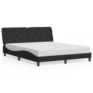 Schwarzes Samt Bettgestell mit LED 160x200 cm