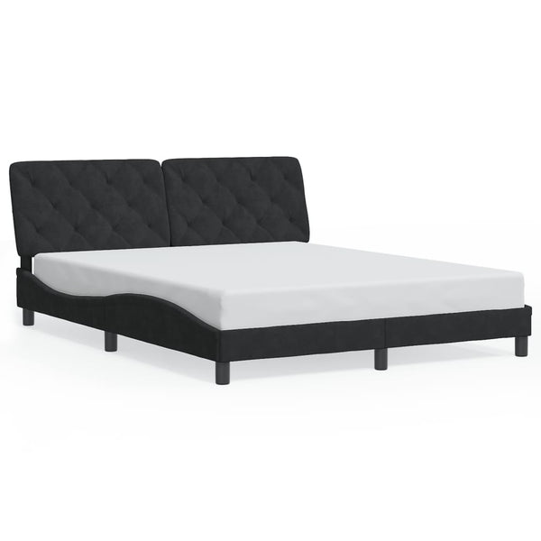 Schwarzes Samt Bettgestell mit LED 160x200 cm