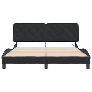 Schwarzes Samt Bettgestell mit LED 160x200 cm