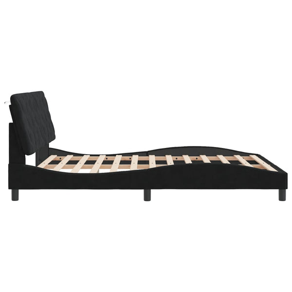 Schwarzes Samt Bettgestell mit LED 160x200 cm