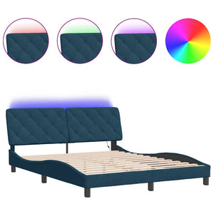 Bettgestell Blau 160x200 cm mit LED Samt