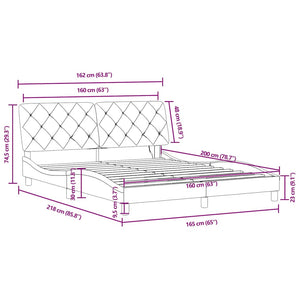 Bettgestell Blau 160x200 cm mit LED Samt