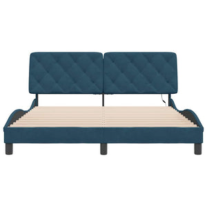 Bettgestell Blau 160x200 cm mit LED Samt