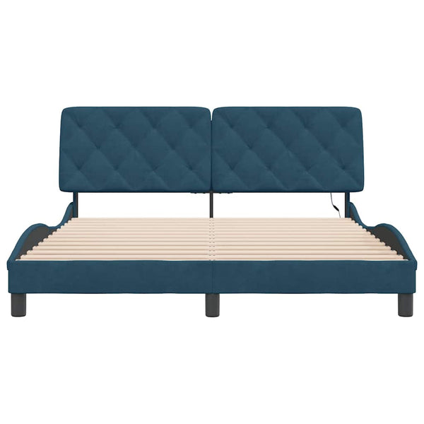 Bettgestell Blau 160x200 cm mit LED Samt