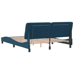 Bettgestell Blau 160x200 cm mit LED Samt