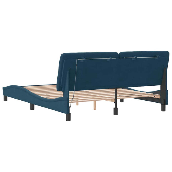 Bettgestell Blau 160x200 cm mit LED Samt
