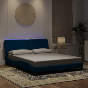 Bettgestell Blau 160x200 cm mit LED Samt