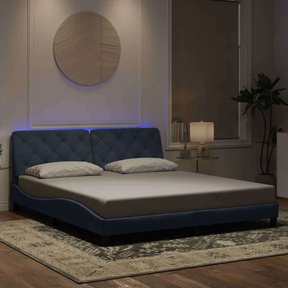 Dunkelgraues Samt Bettgestell mit LED 180x200
