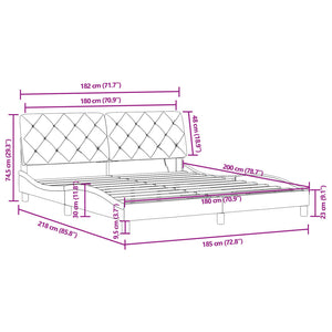 Schwarzes Samt Bettgestell mit LED 180x200 cm