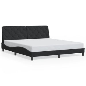 Schwarzes Samt Bettgestell mit LED 180x200 cm