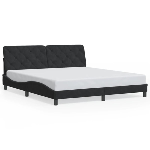 Schwarzes Samt Bettgestell mit LED 180x200 cm