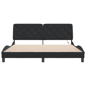 Schwarzes Samt Bettgestell mit LED 180x200 cm