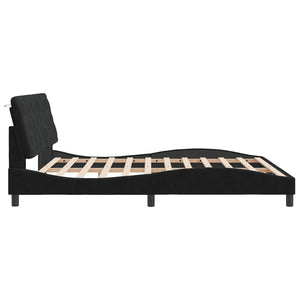 Schwarzes Samt Bettgestell mit LED 180x200 cm