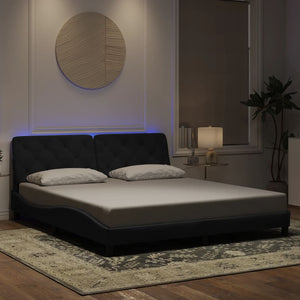 Schwarzes Samt Bettgestell mit LED 180x200 cm