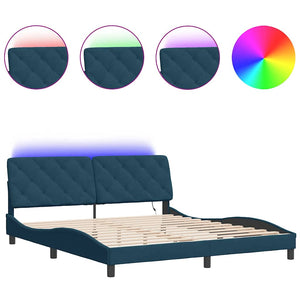 Bettgestell Blau Samt LED 180x200 cm