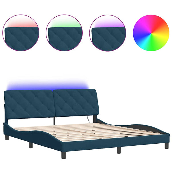 Bettgestell Blau Samt LED 180x200 cm