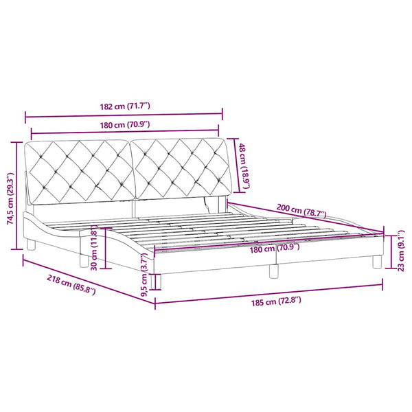 Bettgestell Blau Samt LED 180x200 cm