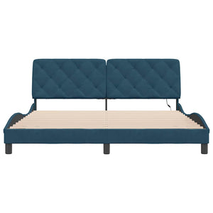 Bettgestell Blau Samt LED 180x200 cm