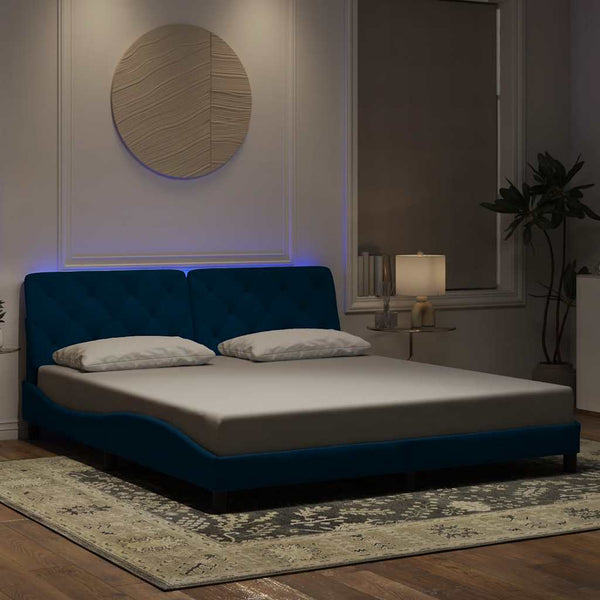 Bettgestell Blau Samt LED 180x200 cm
