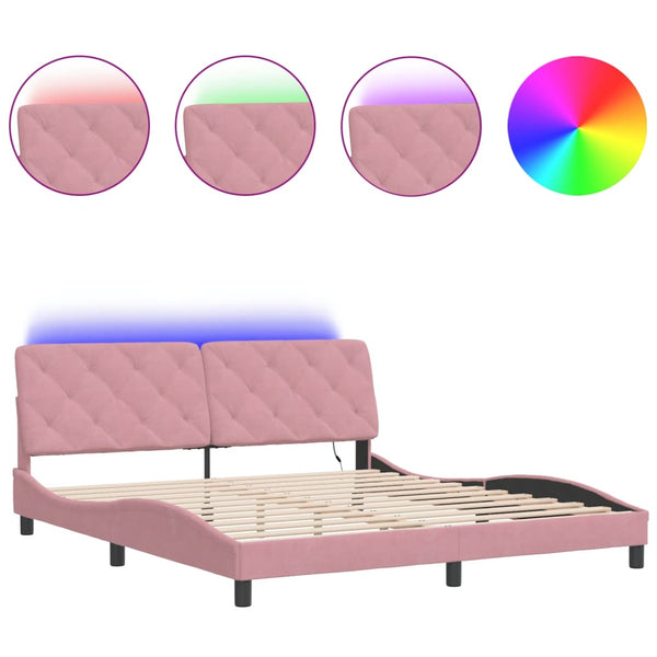Bettgestell Rosa 180x200 cm mit LED