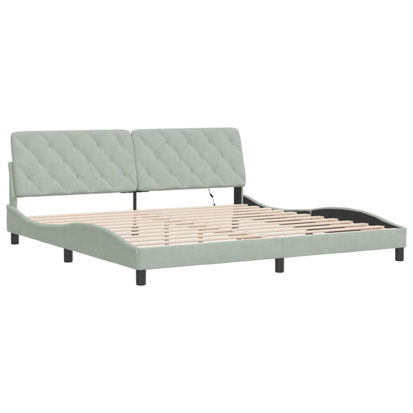 Bettgestell mit LED Hellgrau 200x200 cm Samt