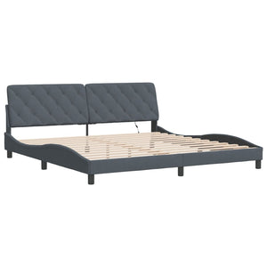 Bettgestell mit LED Dunkelgrau 200x200 cm Samt