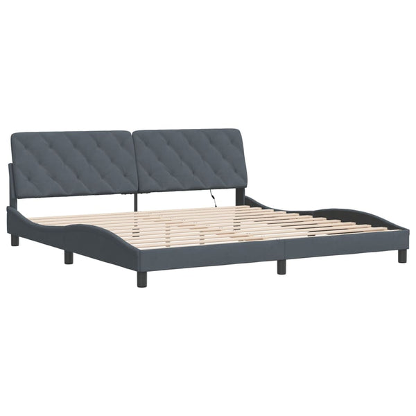 Bettgestell mit LED Dunkelgrau 200x200 cm Samt