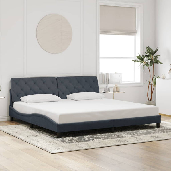 Bettgestell mit LED Dunkelgrau 200x200 cm Samt