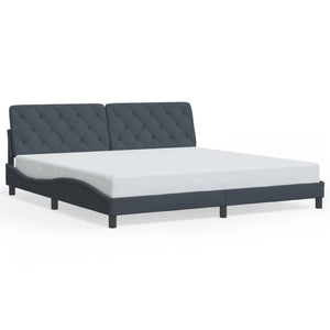 Bettgestell mit LED Dunkelgrau 200x200 cm Samt