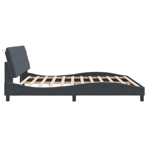 Bettgestell mit LED Dunkelgrau 200x200 cm Samt
