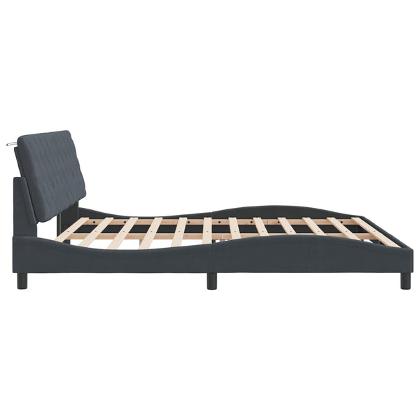 Bettgestell mit LED Dunkelgrau 200x200 cm Samt
