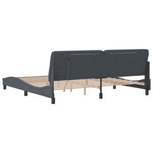 Bettgestell mit LED Dunkelgrau 200x200 cm Samt