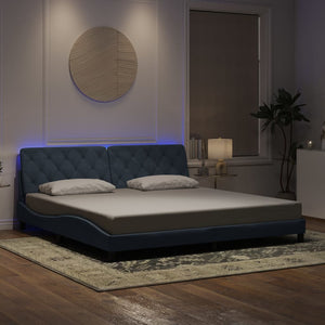 Bettgestell mit LED Dunkelgrau 200x200 cm Samt