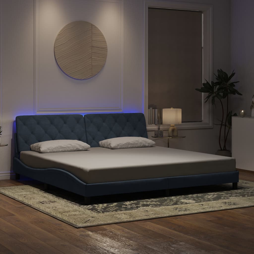 Bettgestell mit LED Dunkelgrau 200x200 cm Samt