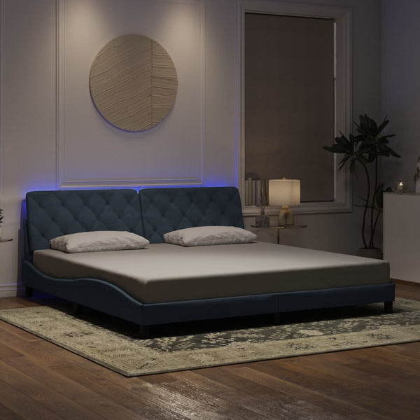 Bettgestell mit LED Dunkelgrau 200x200 cm Samt