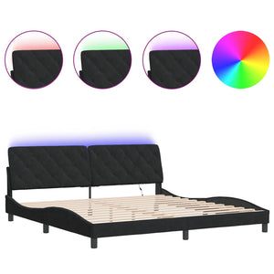 Bettgestell Schwarz Samt LED 200x200 cm