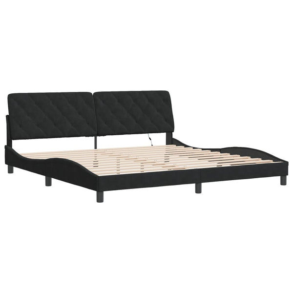 Bettgestell Schwarz Samt LED 200x200 cm