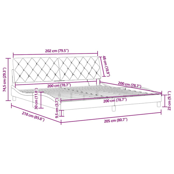Bettgestell Schwarz Samt LED 200x200 cm