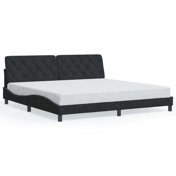 Bettgestell Schwarz Samt LED 200x200 cm
