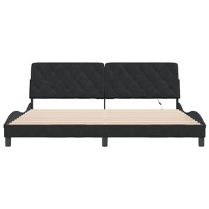 Bettgestell Schwarz Samt LED 200x200 cm