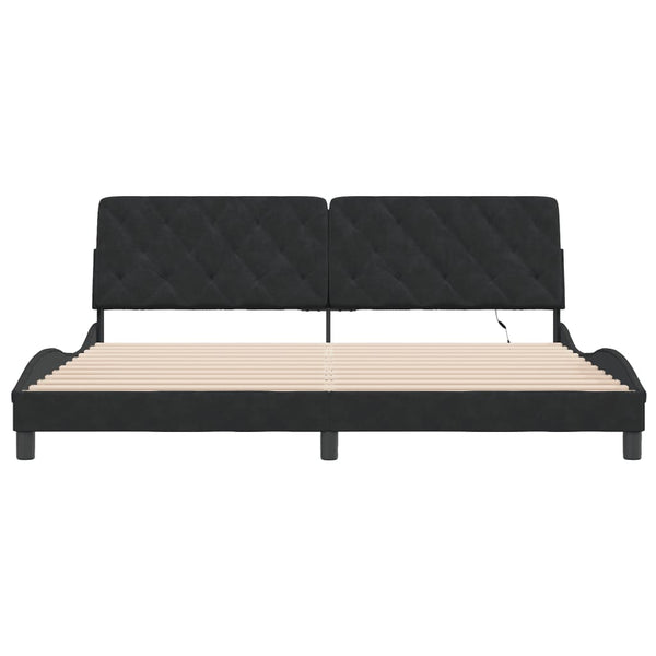 Bettgestell Schwarz Samt LED 200x200 cm